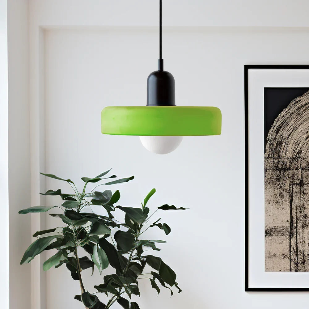 Bauhaus Style Stained Glass Pendant Light with Geometric Design 3