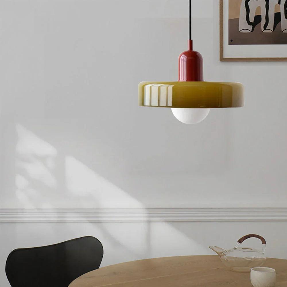 Bauhaus Style Stained Glass Pendant Light with Geometric Design 25