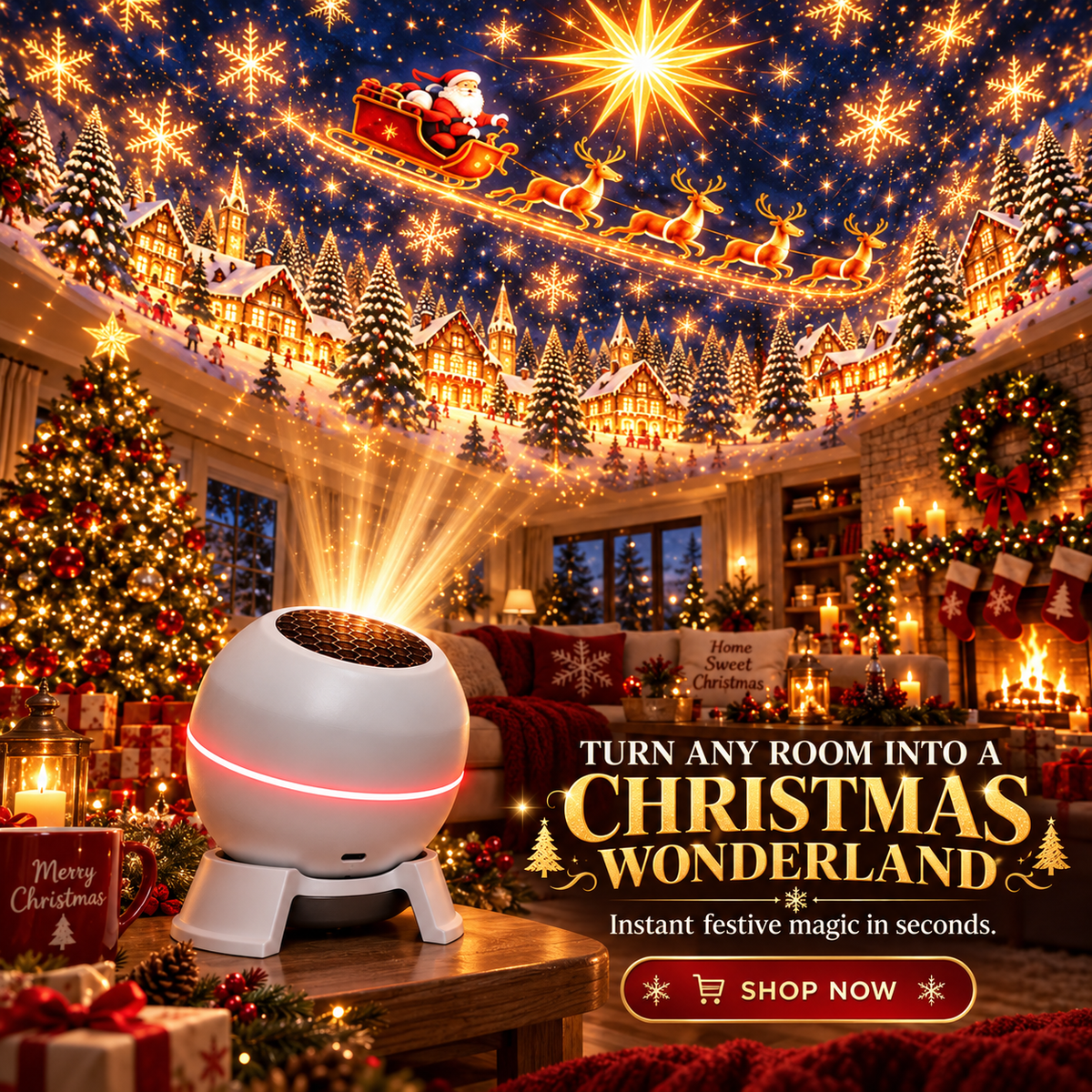 Christmas Light Projector with Moving Star Patterns, USB Powered, White 1