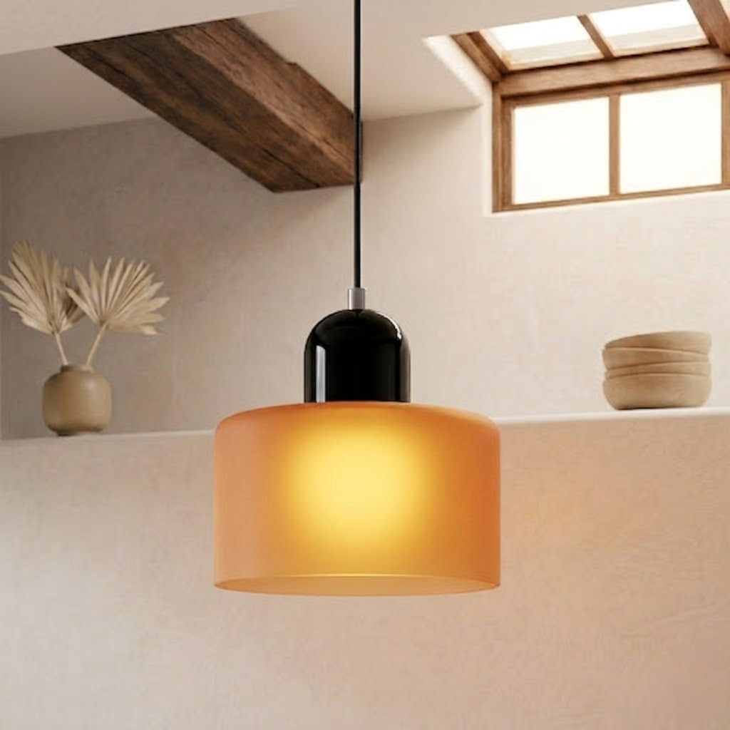 Ring-Shaped Glass Pendant Light with Adjustable Hanging Height and 3-Color Light Switching 20