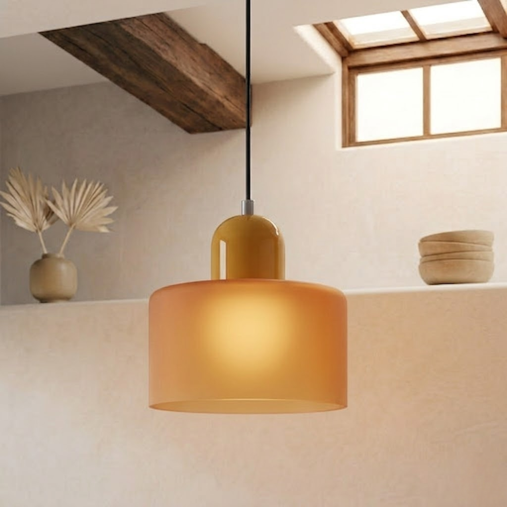 Ring-Shaped Glass Pendant Light with Adjustable Hanging Height and 3-Color Light Switching 21