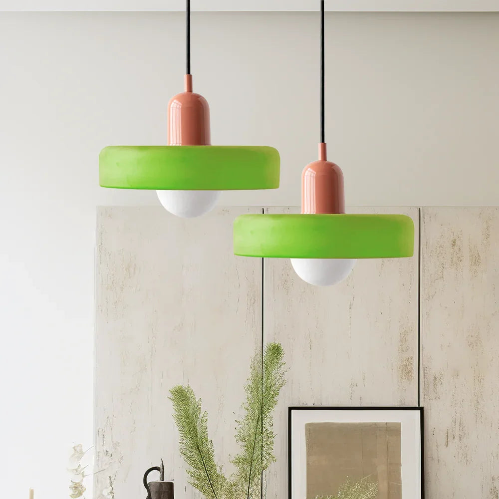 Bauhaus Style Stained Glass Pendant Light with Geometric Design 2