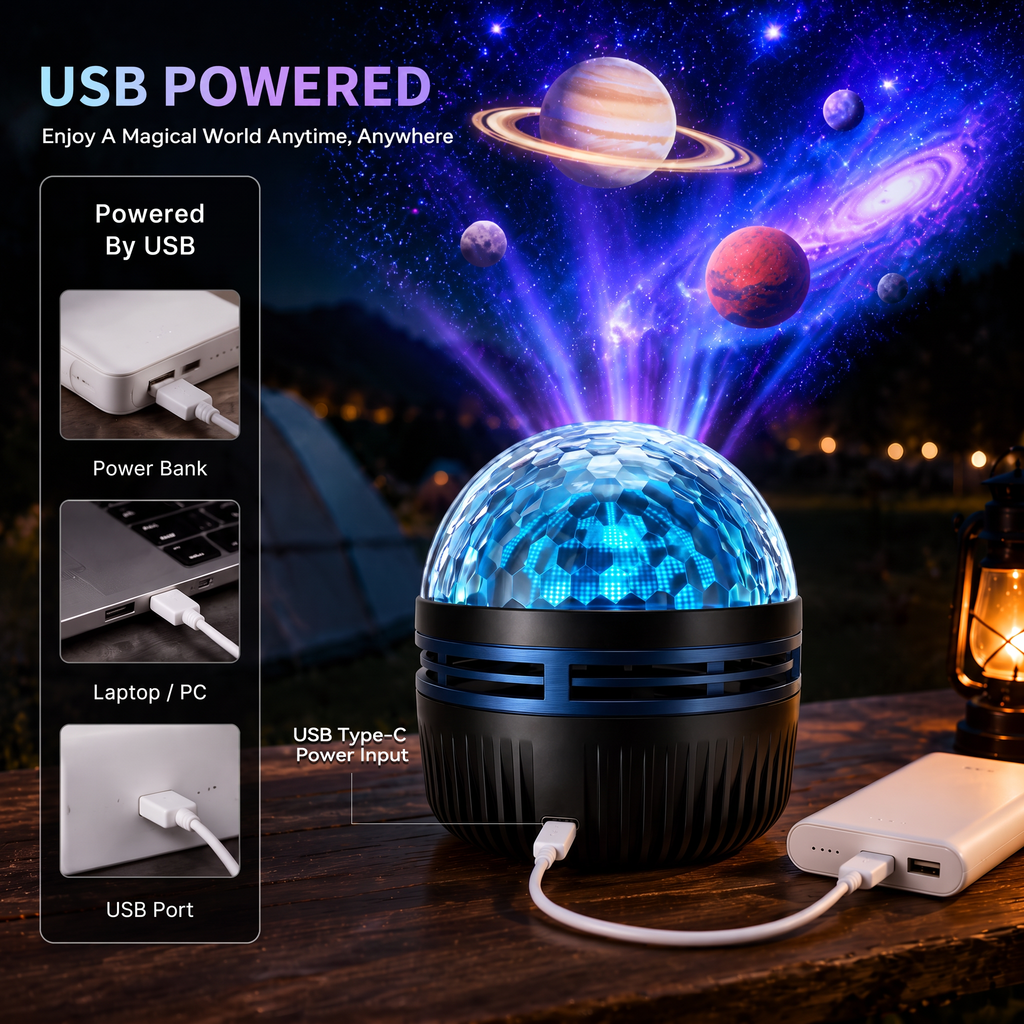 360° Dynamic Galaxy Sky Projector Night Light with Gooseneck and USB Power 4
