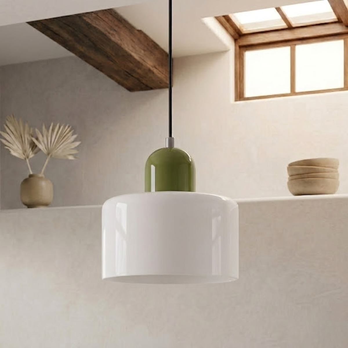 Ring-Shaped Glass Pendant Light with Adjustable Hanging Height and 3-Color Light Switching 24