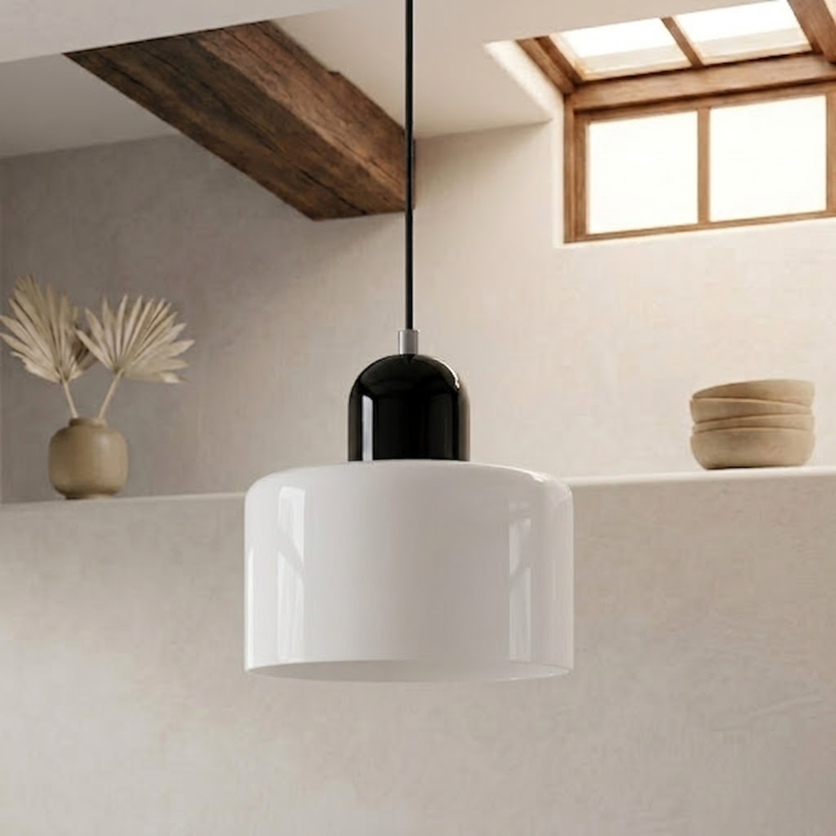 Ring-Shaped Glass Pendant Light with Adjustable Hanging Height and 3-Color Light Switching 27