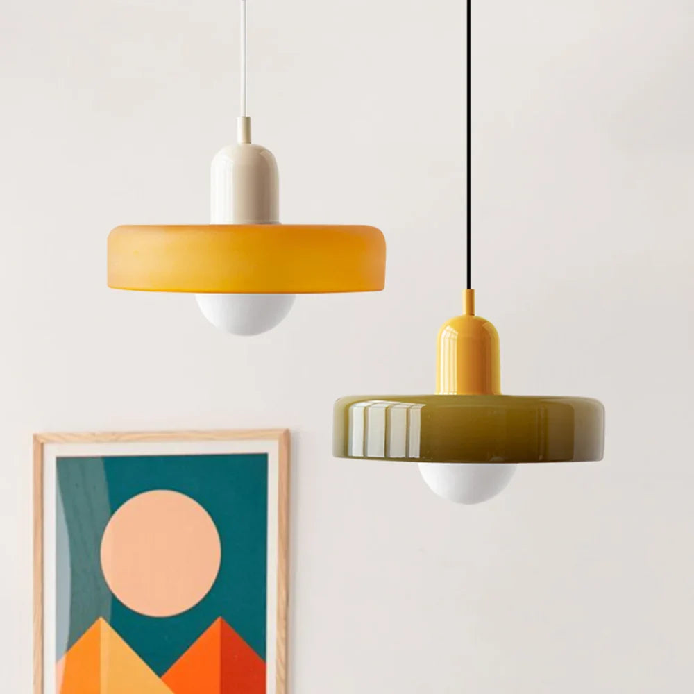 Bauhaus Style Stained Glass Pendant Light with Geometric Design 12