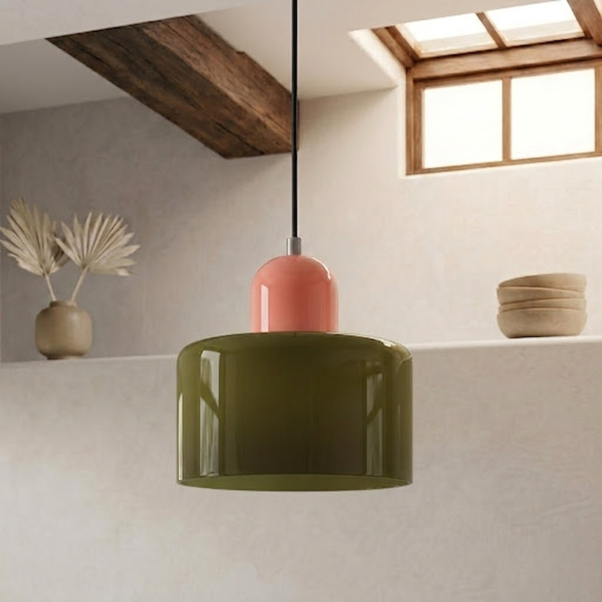 Ring-Shaped Glass Pendant Light with Adjustable Hanging Height and 3-Color Light Switching 11