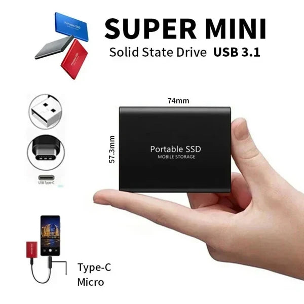 External SSD 128 TB Compact and Fast Portable Drive