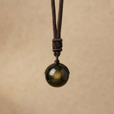 Golden Obsidian Necklace for Women - Protective Handmade Gemstone Pendant 1
