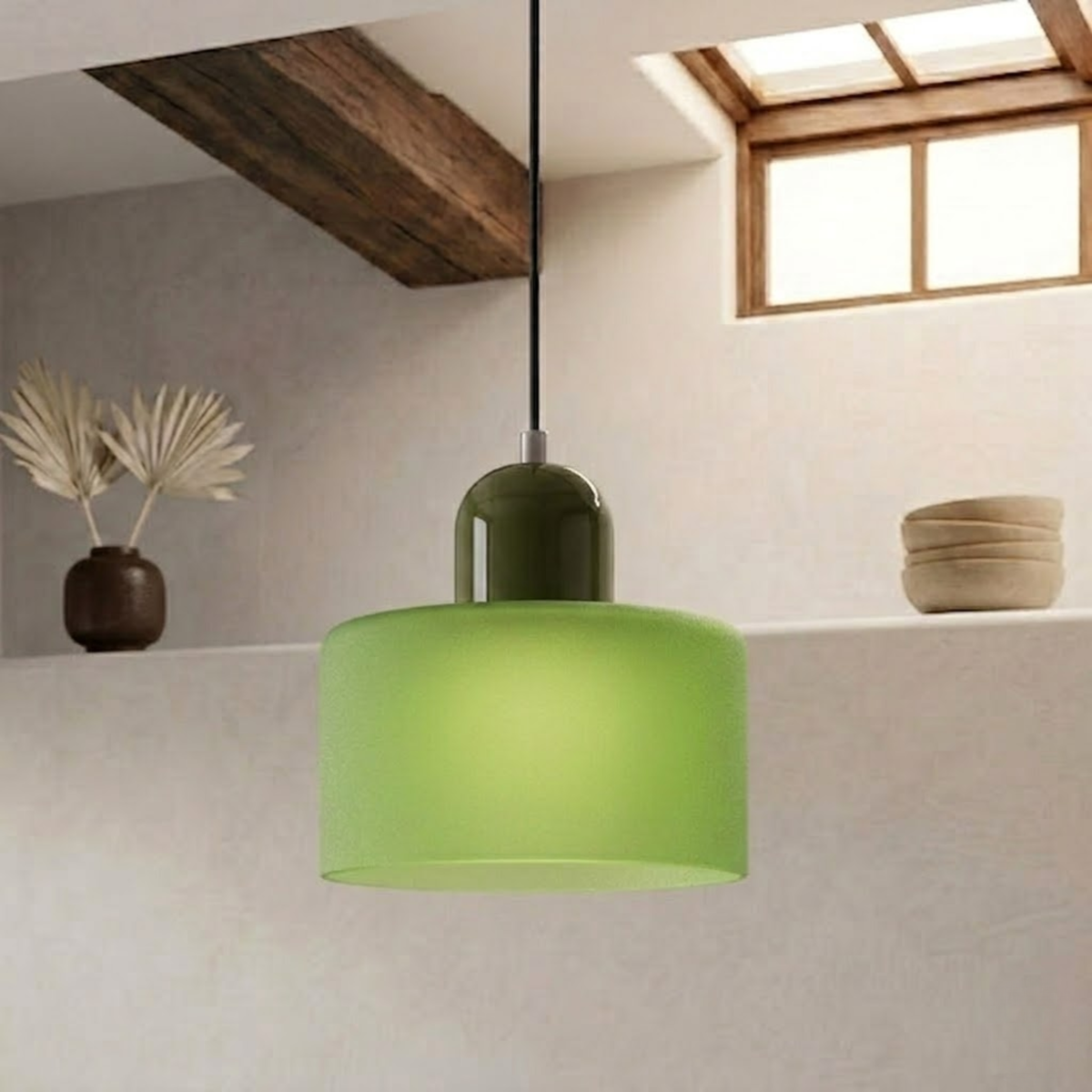 Ring-Shaped Glass Pendant Light with Adjustable Hanging Height and 3-Color Light Switching 30