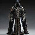 Men's Black Hooded Medieval Robe with Celtic Embroidery, Halloween Costume 1