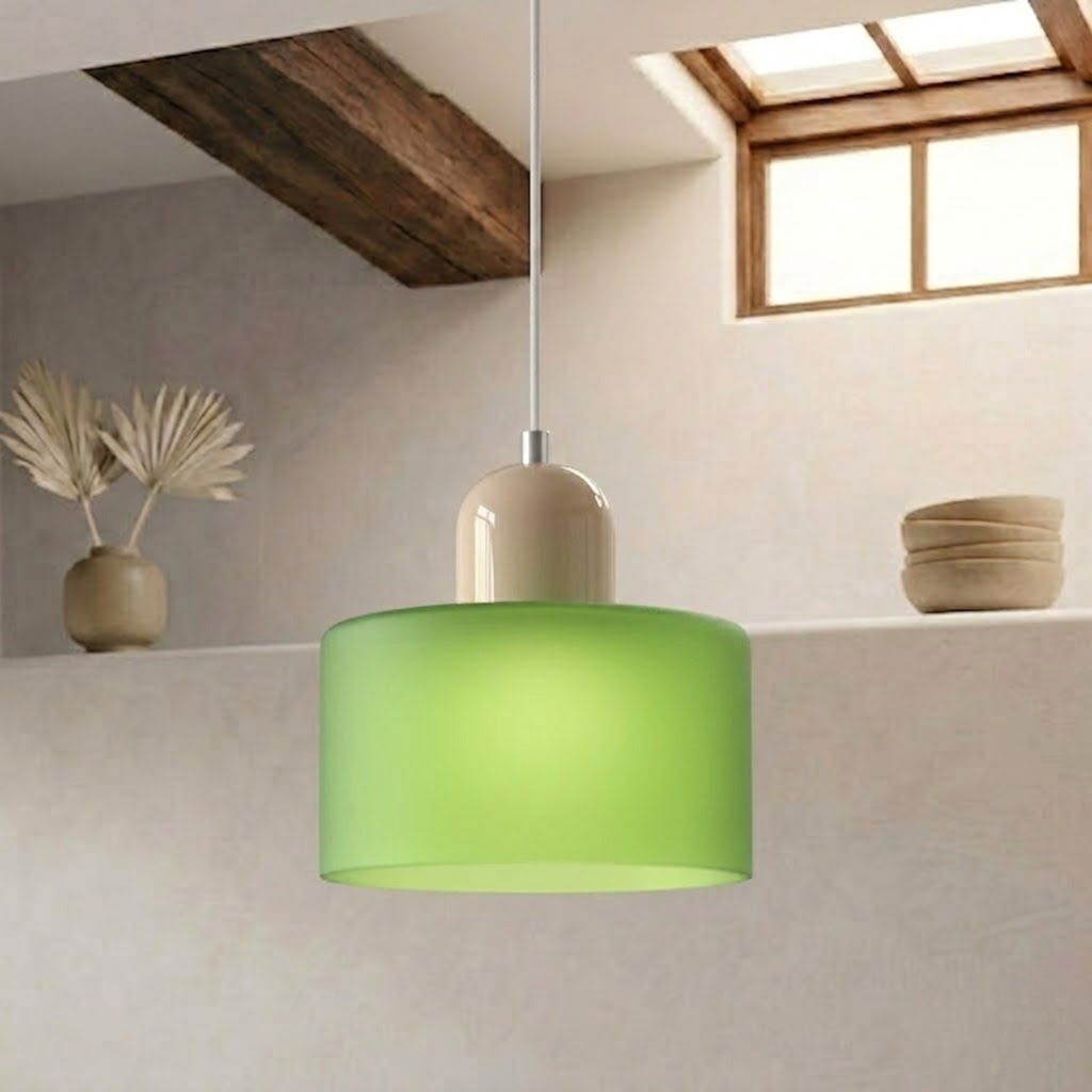 Ring-Shaped Glass Pendant Light with Adjustable Hanging Height and 3-Color Light Switching 35