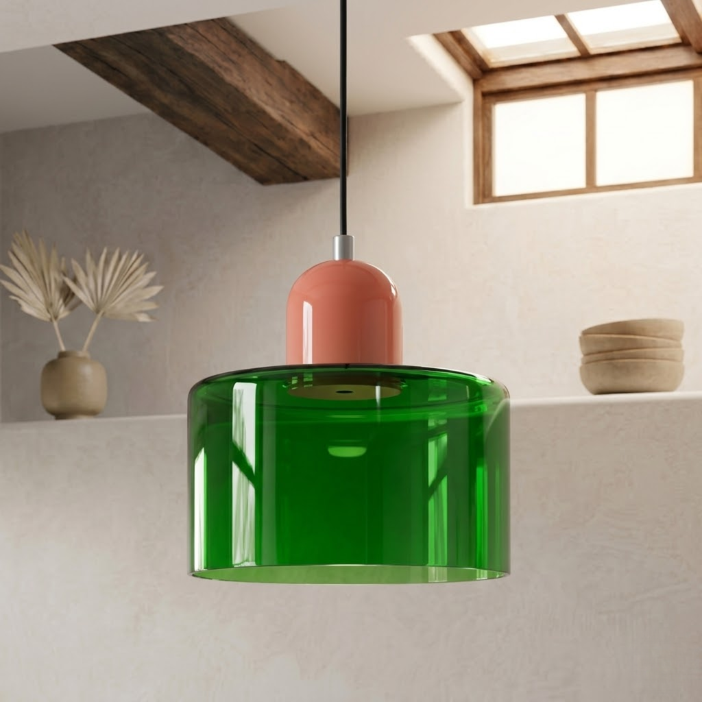 Ring-Shaped Glass Pendant Light with Adjustable Hanging Height and 3-Color Light Switching 36