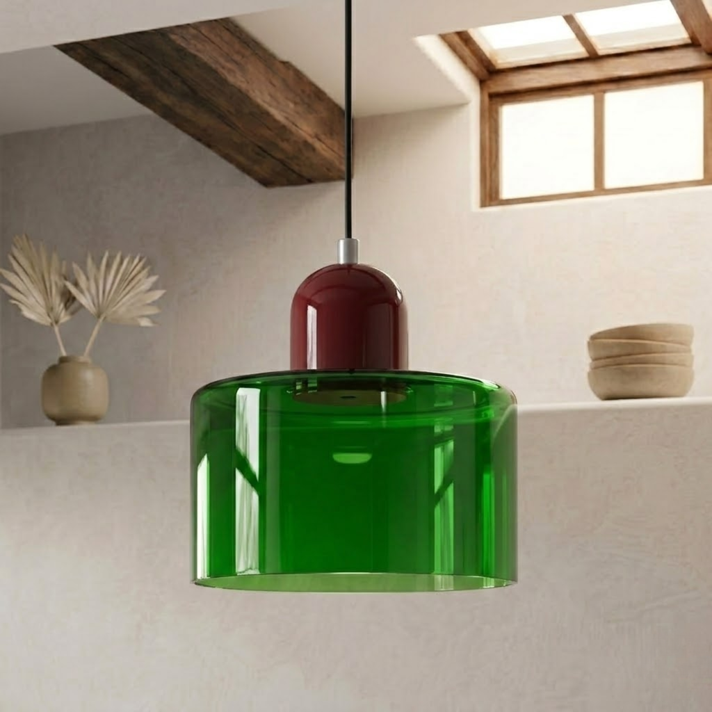 Ring-Shaped Glass Pendant Light with Adjustable Hanging Height and 3-Color Light Switching 38
