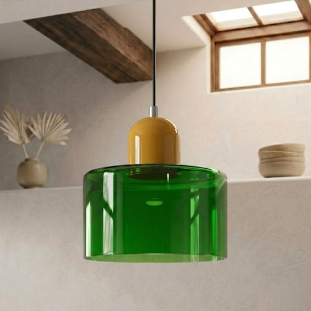 Ring-Shaped Glass Pendant Light with Adjustable Hanging Height and 3-Color Light Switching 40