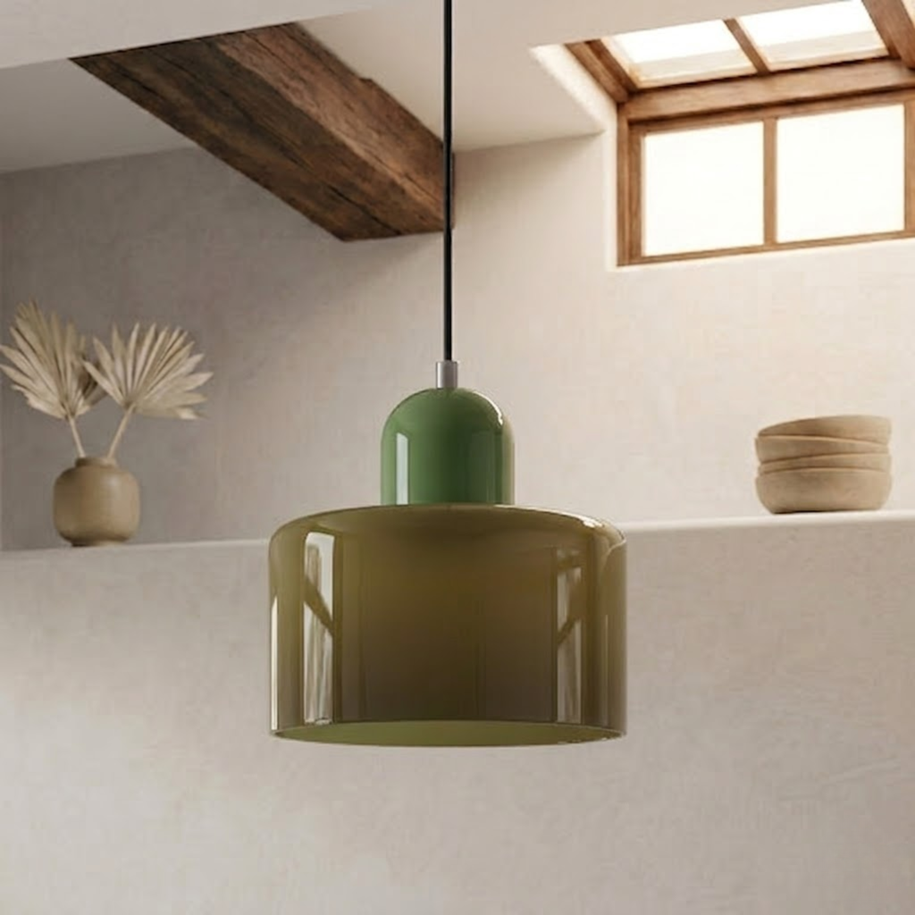 Ring-Shaped Glass Pendant Light with Adjustable Hanging Height and 3-Color Light Switching 12
