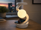 Phone wirelessly charging on the OrbitGlow base