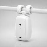 GlideGlow automatic curtain opener robot on a curtain rod, studio shot