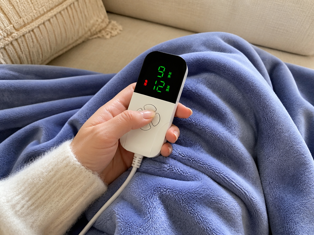 Hand setting one of 9 heat levels on the SnugCloud LED controller