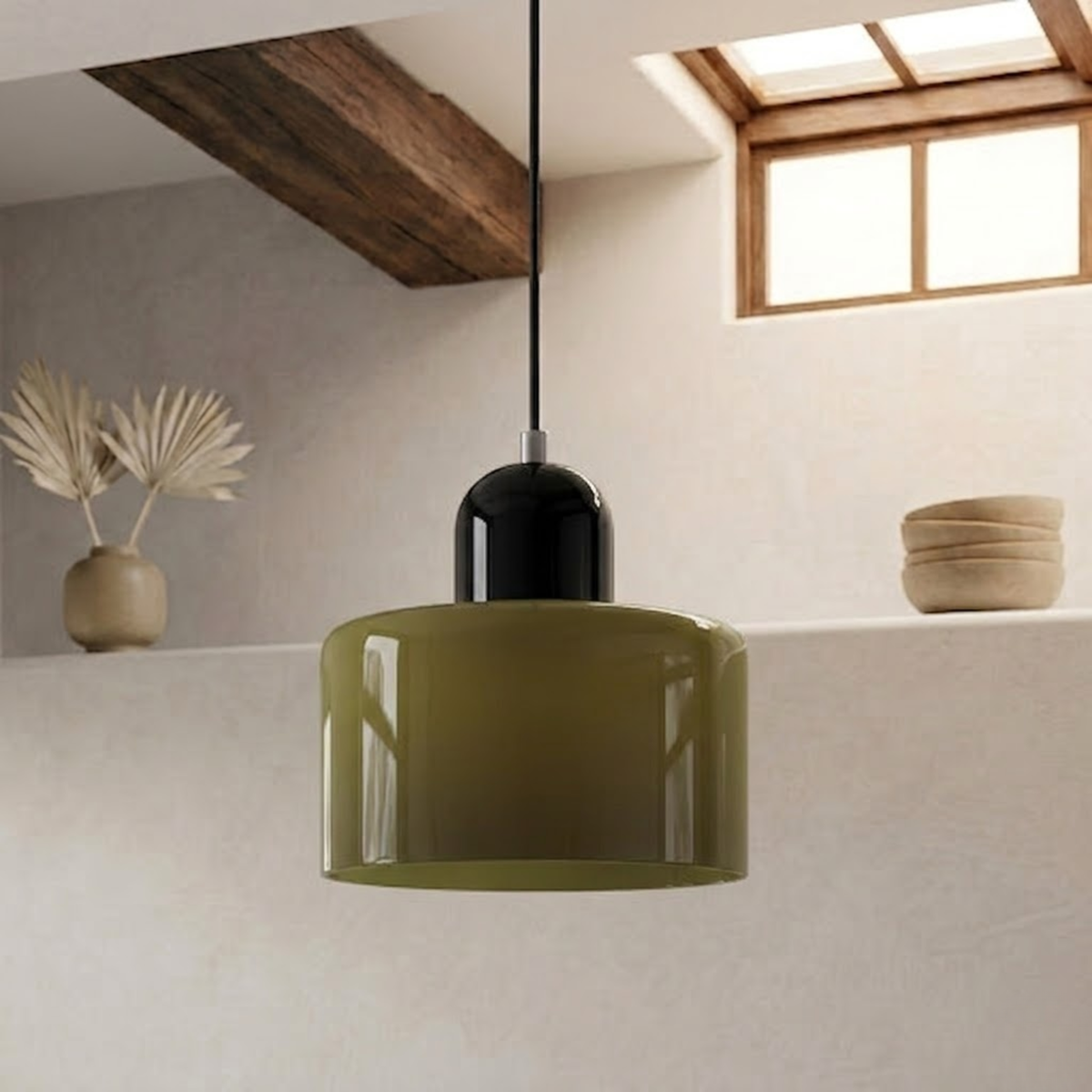 Ring-Shaped Glass Pendant Light with Adjustable Hanging Height and 3-Color Light Switching 14