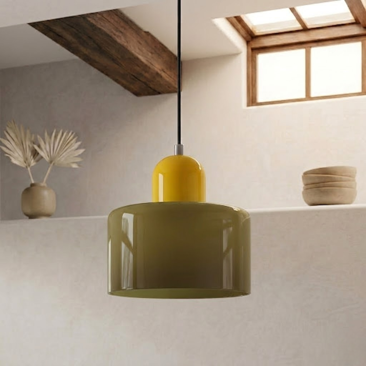 Ring-Shaped Glass Pendant Light with Adjustable Hanging Height and 3-Color Light Switching 15