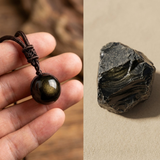 Golden Obsidian Necklace for Women - Protective Handmade Gemstone Pendant 4