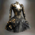 Women's Gothic Skeleton Long Sleeve Mini Dress for Halloween 1