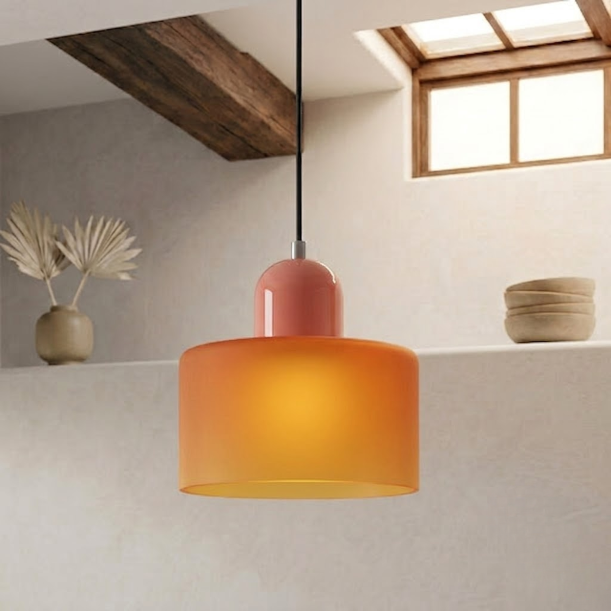 Ring-Shaped Glass Pendant Light with Adjustable Hanging Height and 3-Color Light Switching 16