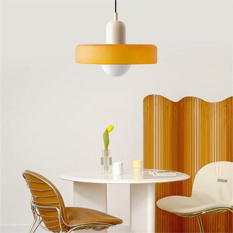 Bauhaus Style Stained Glass Pendant Light with Geometric Design 11