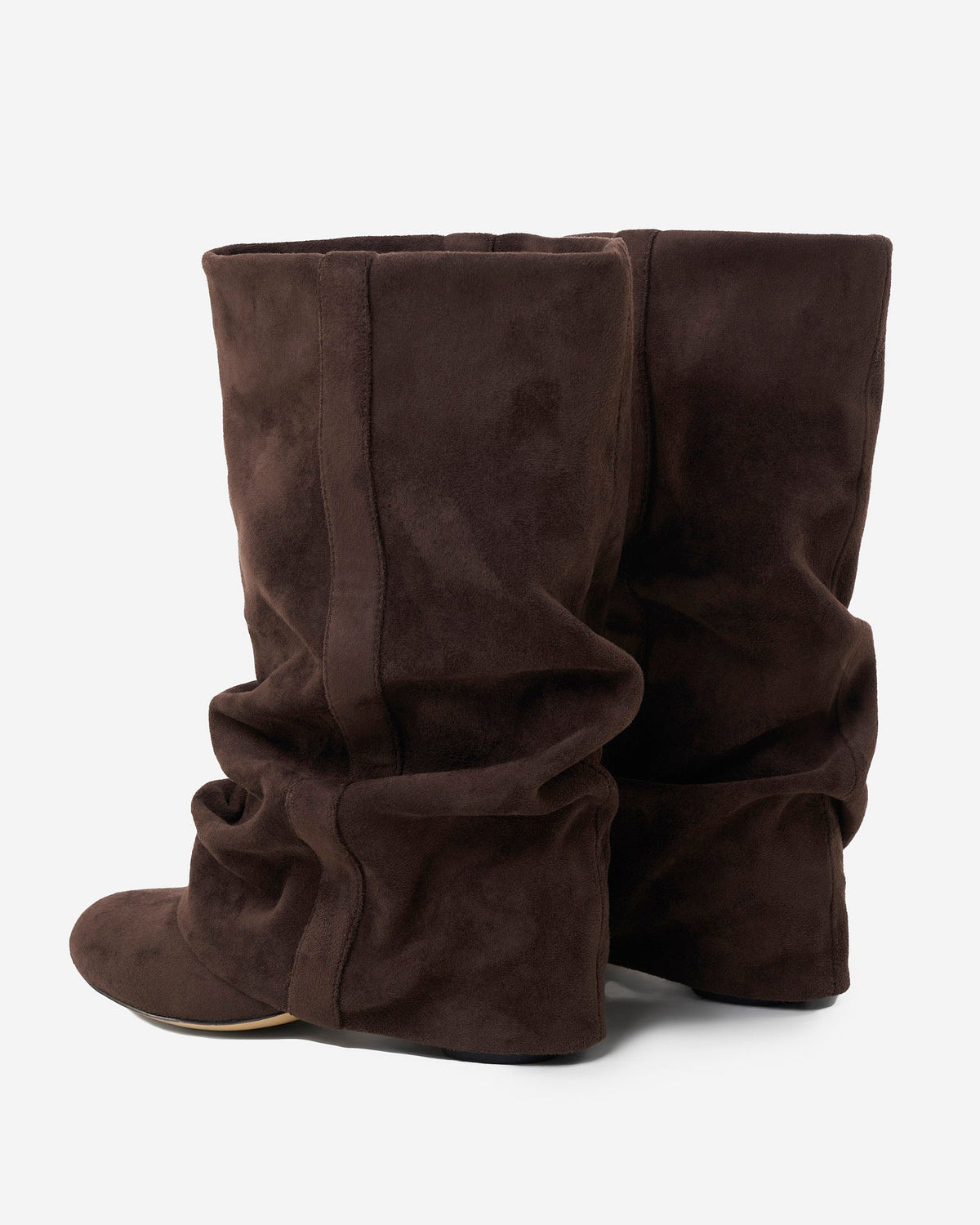 Women's Slouchy Knee-High Boots with Hidden Heel, Rounded Toe, Dark Chocolate 3