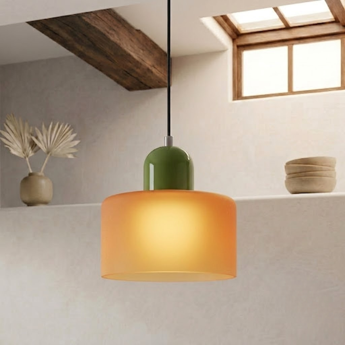 Ring-Shaped Glass Pendant Light with Adjustable Hanging Height and 3-Color Light Switching 17