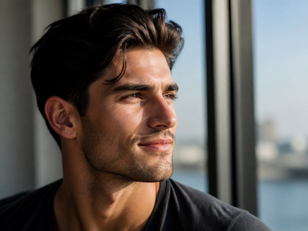 Defined jawline portrait