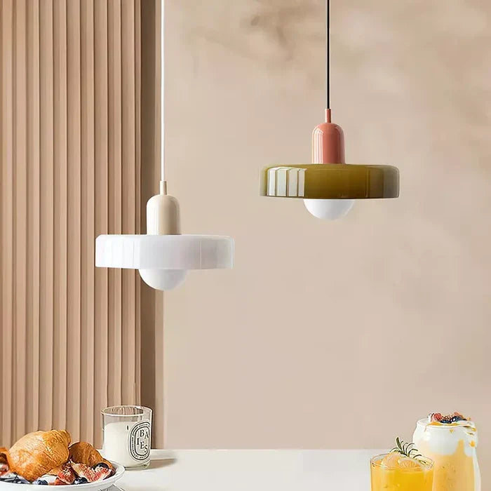 Bauhaus Style Stained Glass Pendant Light with Geometric Design 31
