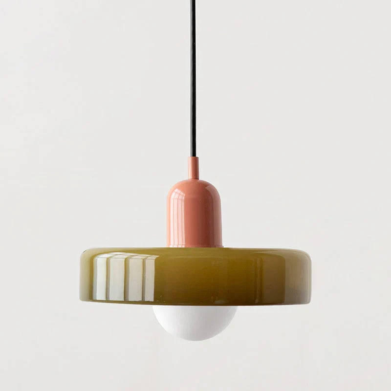 Bauhaus Style Stained Glass Pendant Light with Geometric Design 24