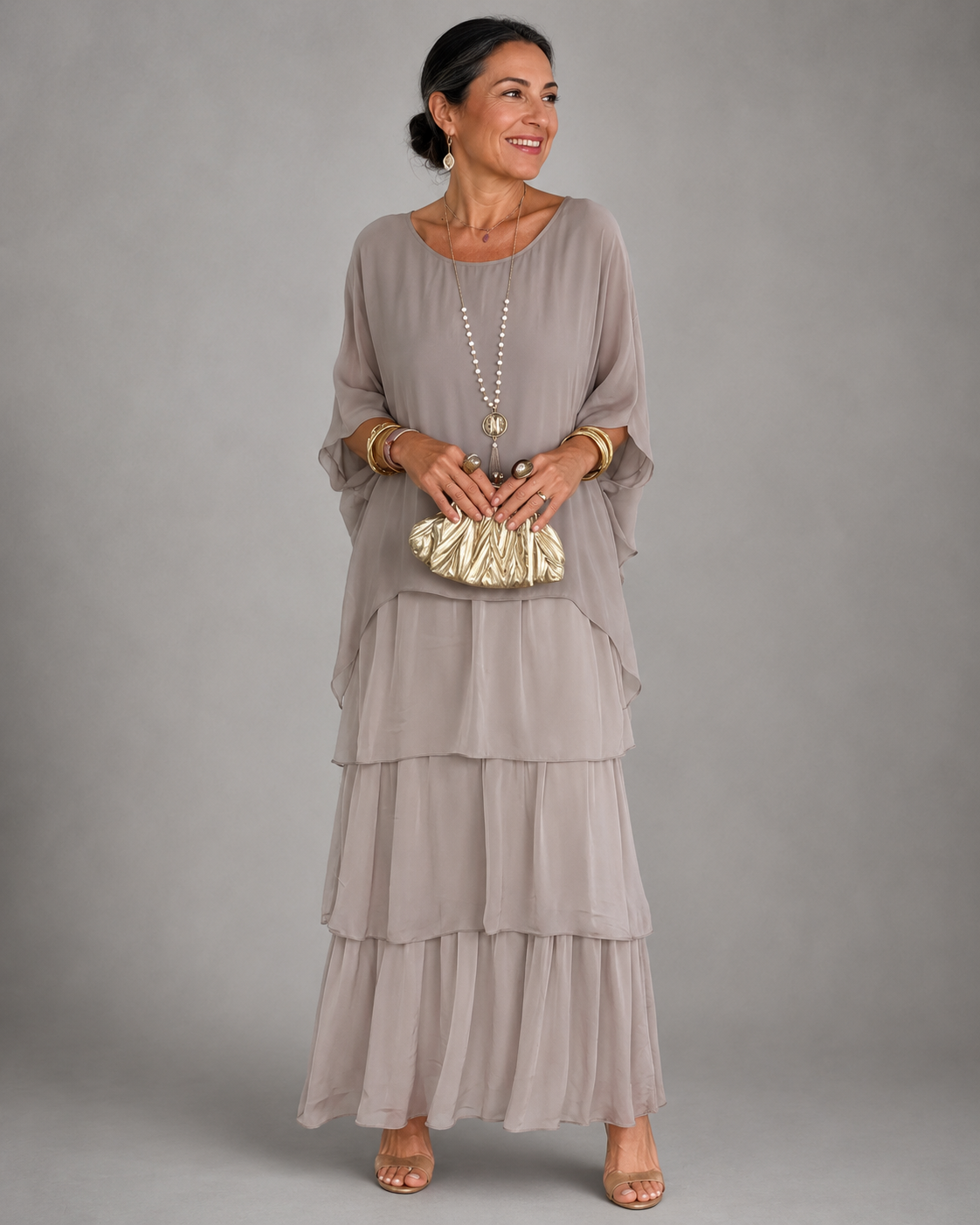 Elegant Flowing Layered Maxi Dress for Women – Loose Fit, Lightweight 3