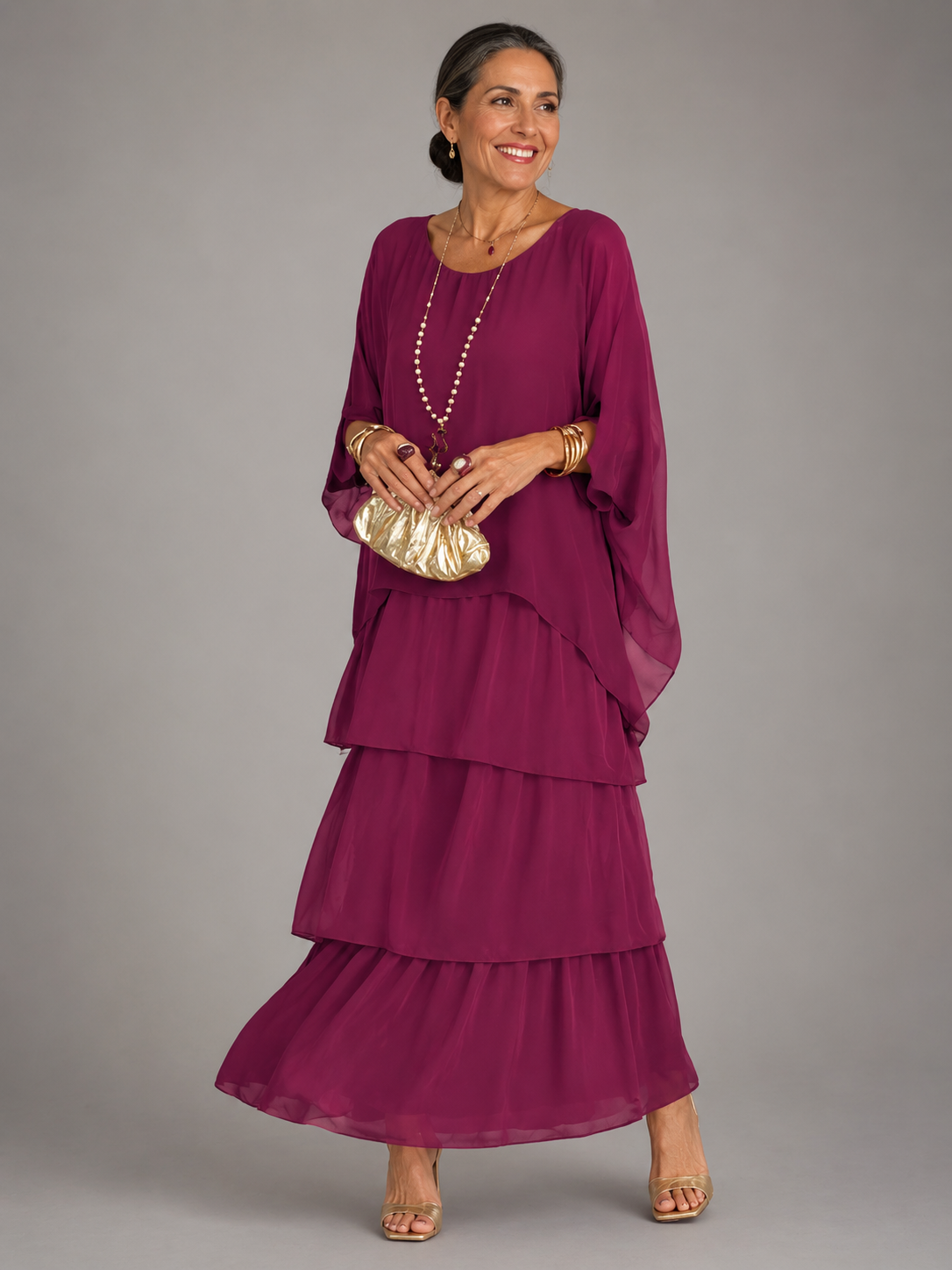 Elegant Flowing Layered Maxi Dress for Women – Loose Fit, Lightweight 4