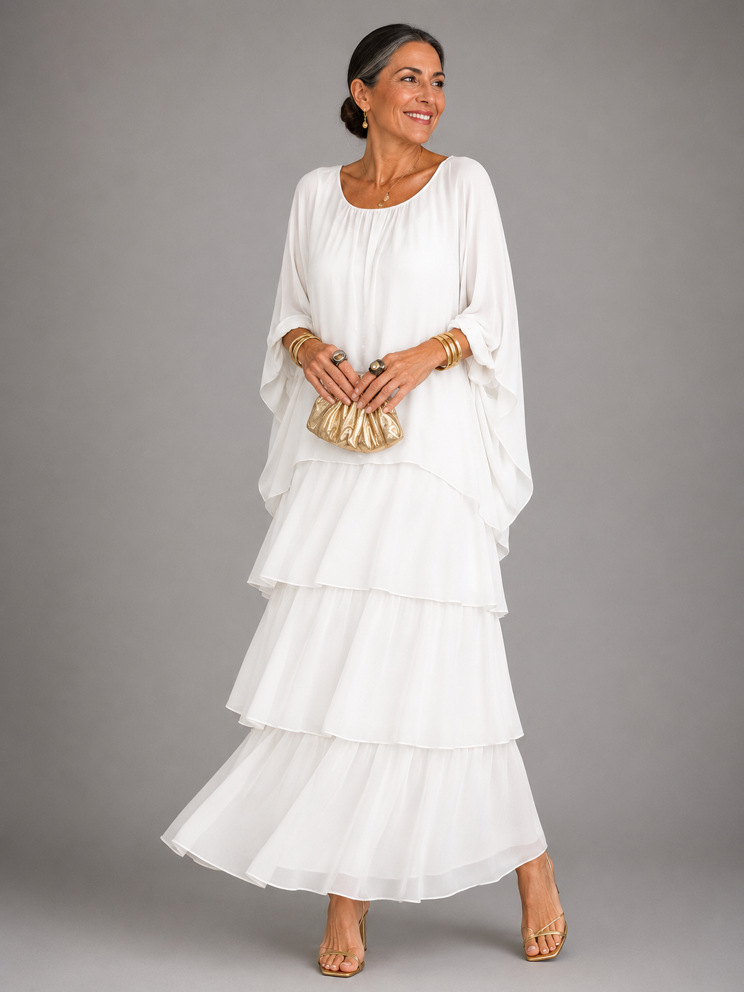 Elegant Flowing Layered Maxi Dress for Women – Loose Fit, Lightweight 6