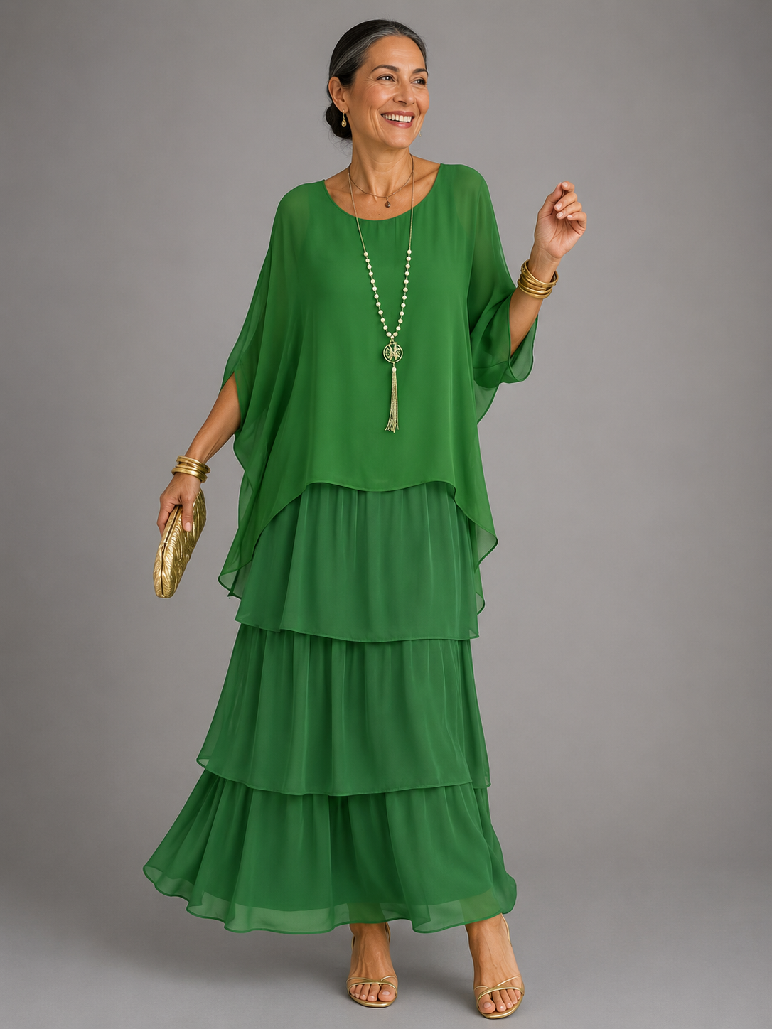 Elegant Flowing Layered Maxi Dress for Women – Loose Fit, Lightweight 7