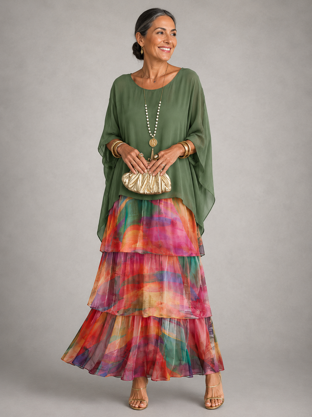 Elegant Flowing Layered Maxi Dress for Women – Loose Fit, Lightweight 9