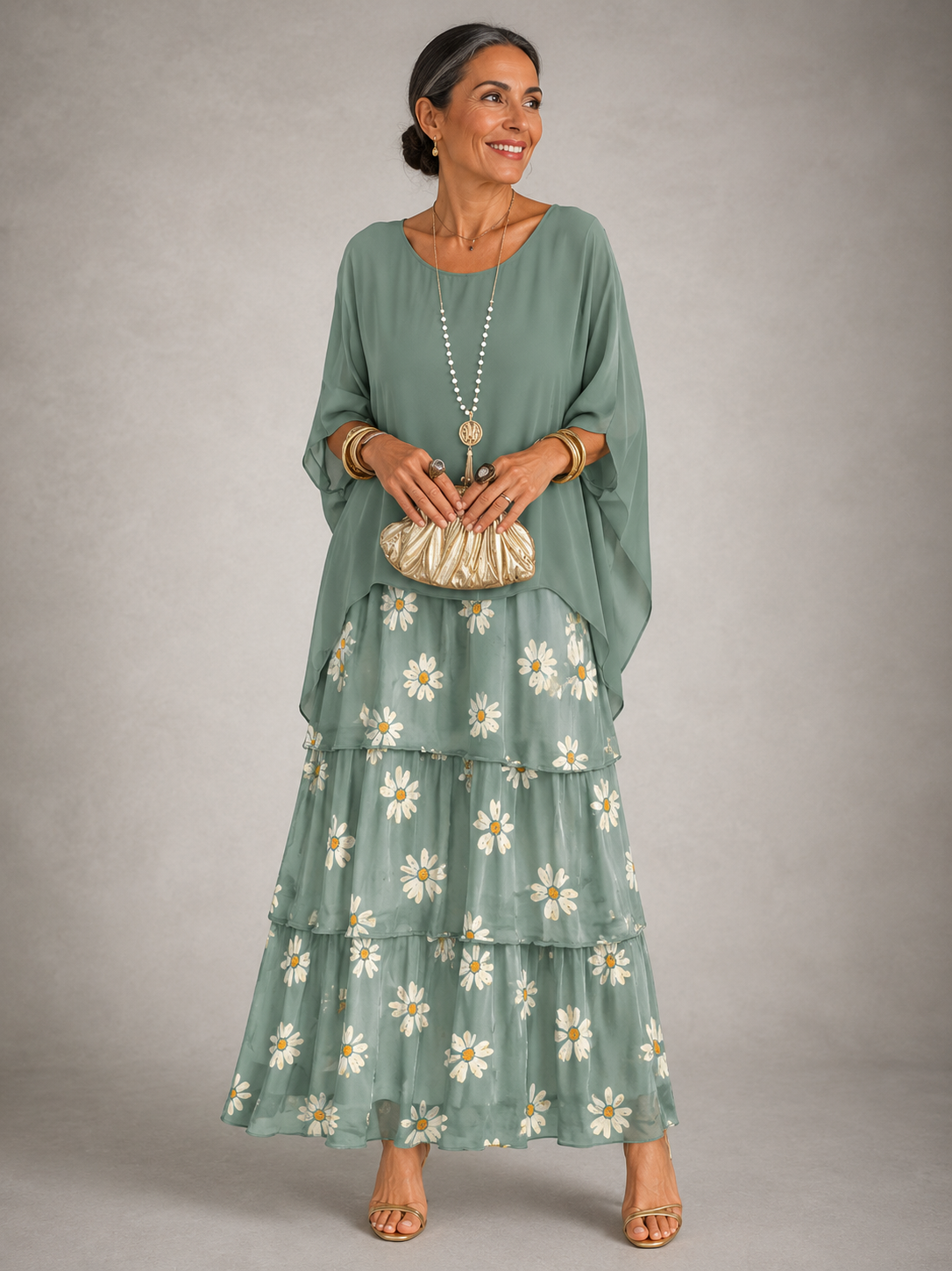 Elegant Flowing Layered Maxi Dress for Women – Loose Fit, Lightweight 8