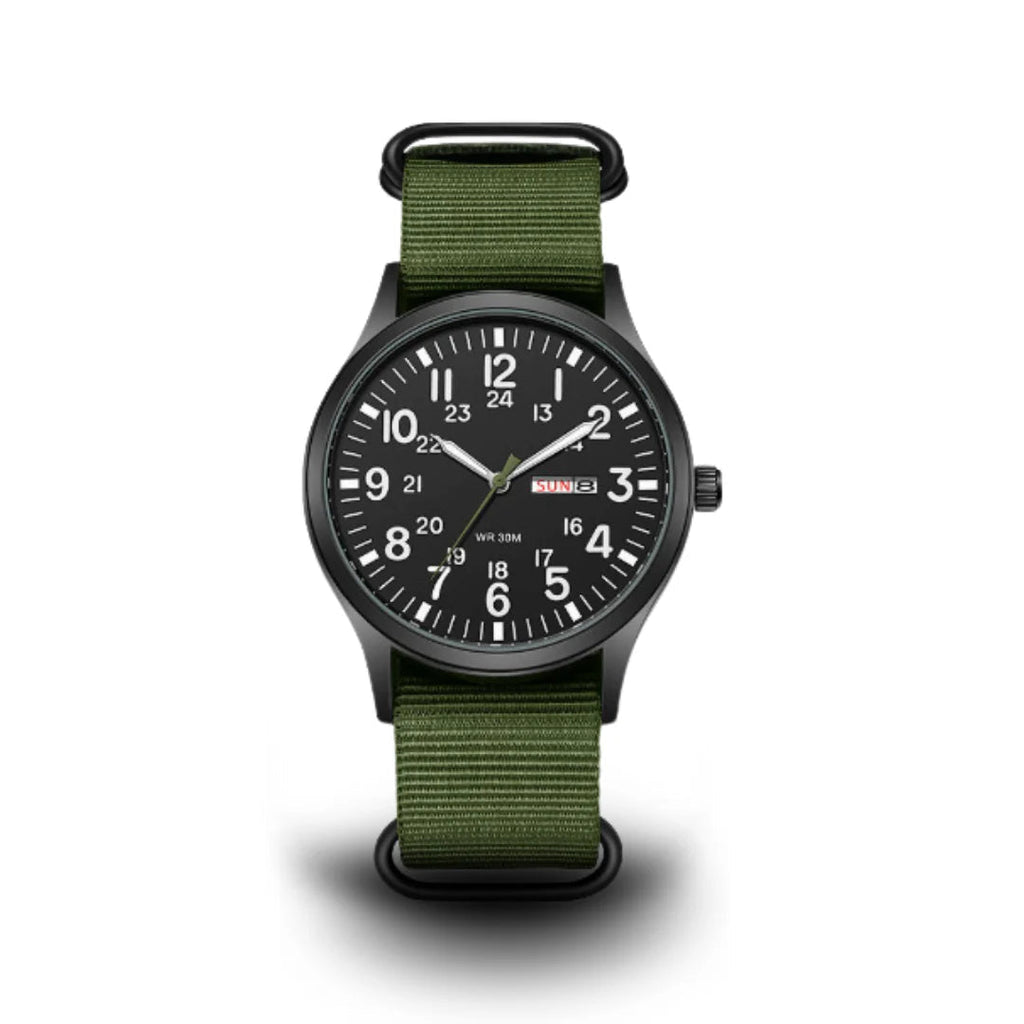 Men's Field Watch with Woven Fabric Strap and Day-Date Window 1