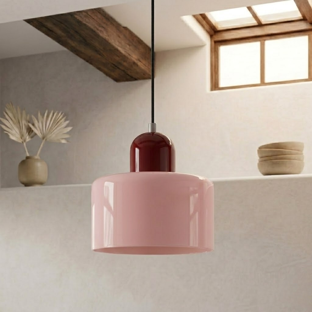 Ring-Shaped Glass Pendant Light with Adjustable Hanging Height and 3-Color Light Switching 7