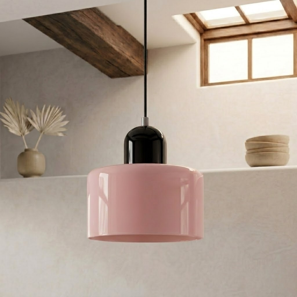 Ring-Shaped Glass Pendant Light with Adjustable Hanging Height and 3-Color Light Switching 8