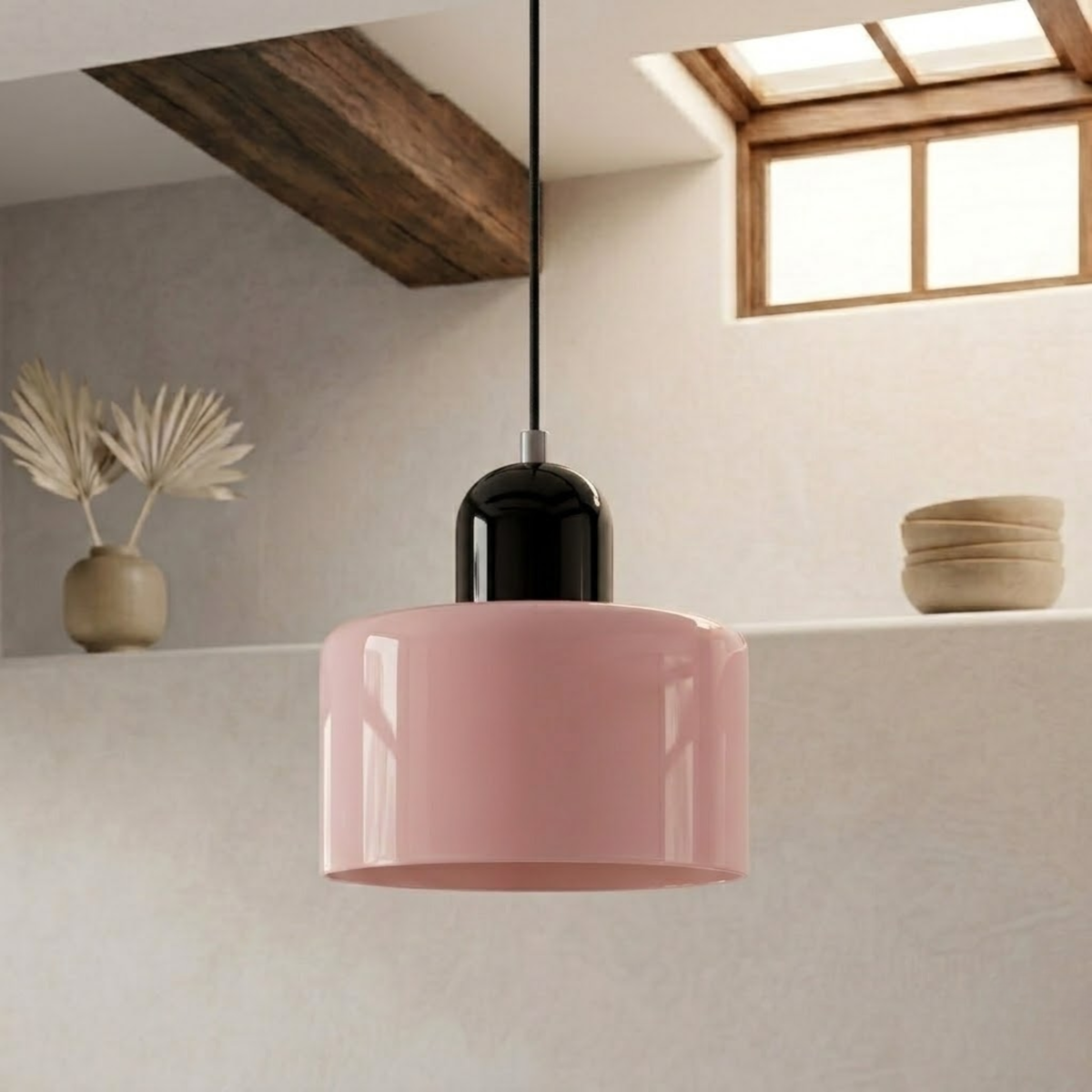 Ring-Shaped Glass Pendant Light with Adjustable Hanging Height and 3-Color Light Switching 8