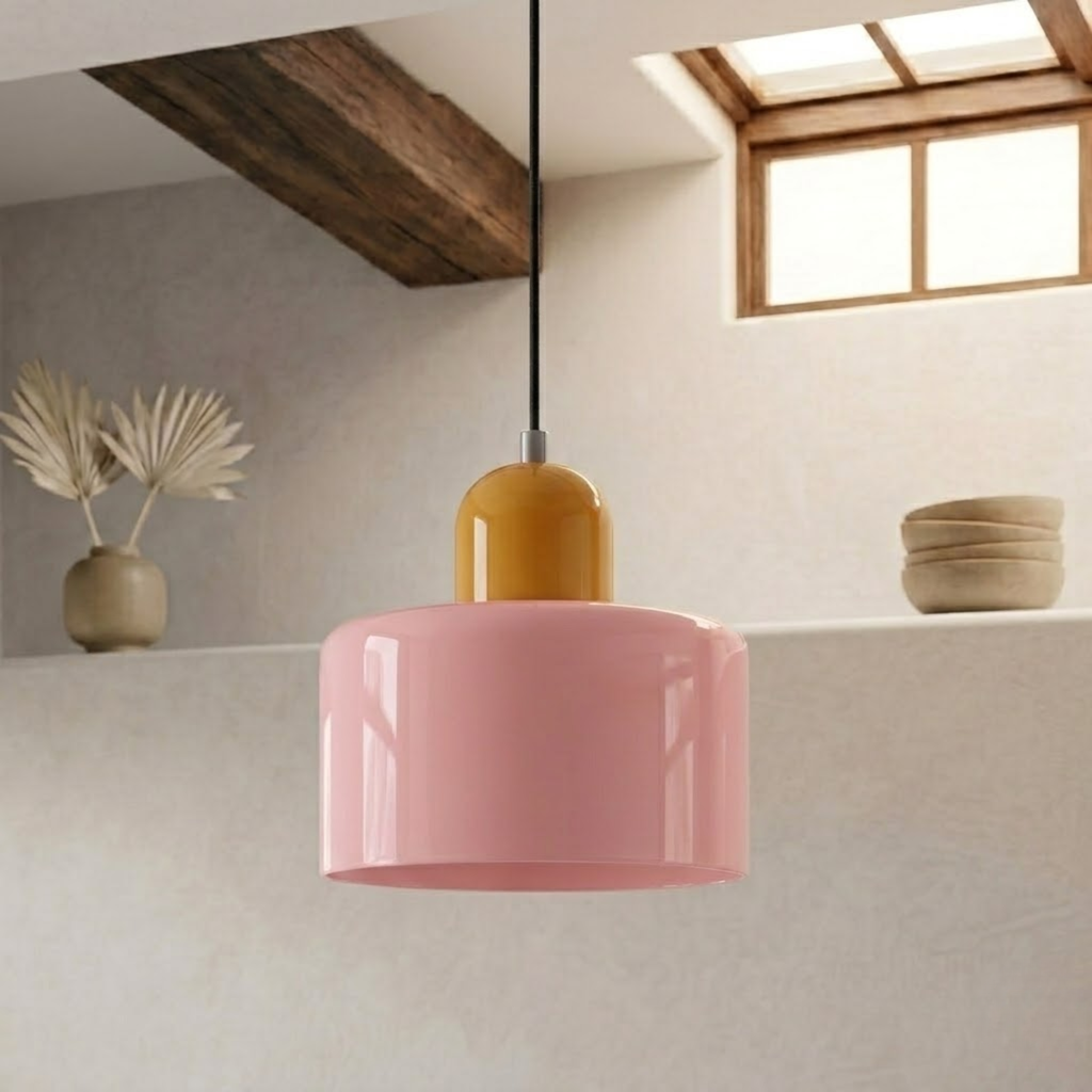 Ring-Shaped Glass Pendant Light with Adjustable Hanging Height and 3-Color Light Switching 9
