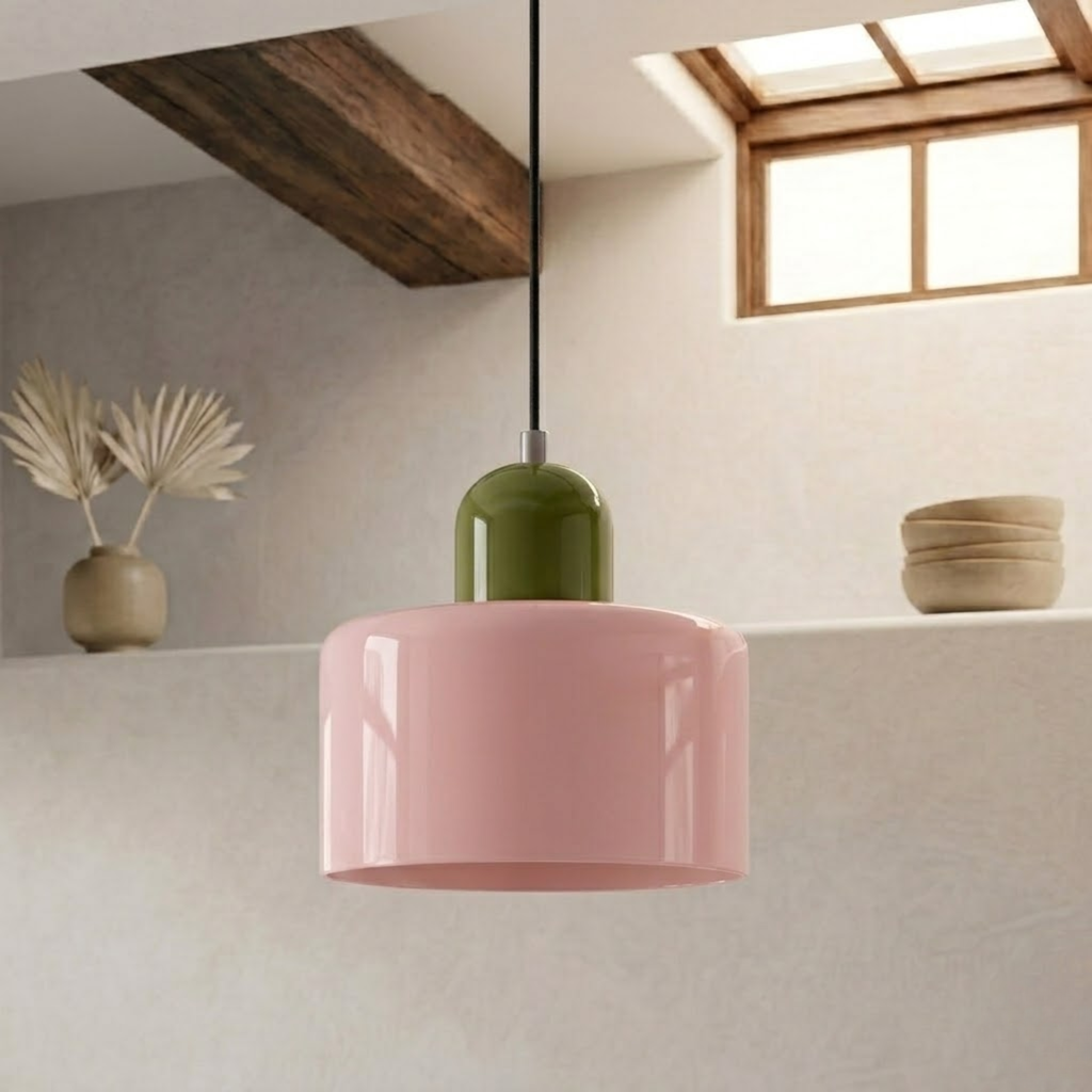 Ring-Shaped Glass Pendant Light with Adjustable Hanging Height and 3-Color Light Switching 6