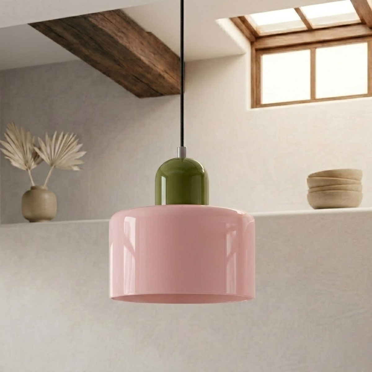 Ring-Shaped Glass Pendant Light with Adjustable Hanging Height and 3-Color Light Switching 6