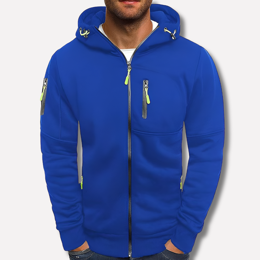 Men's Zip-Up Hoodie with Jacquard Fabric and Hood, Relaxed Fit 2