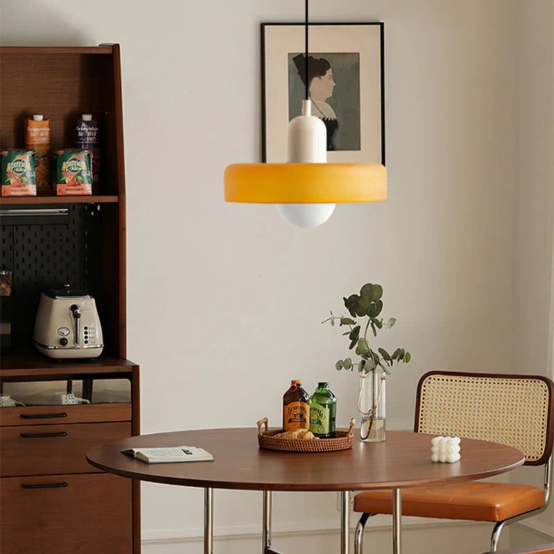 Bauhaus Style Stained Glass Pendant Light with Geometric Design 9