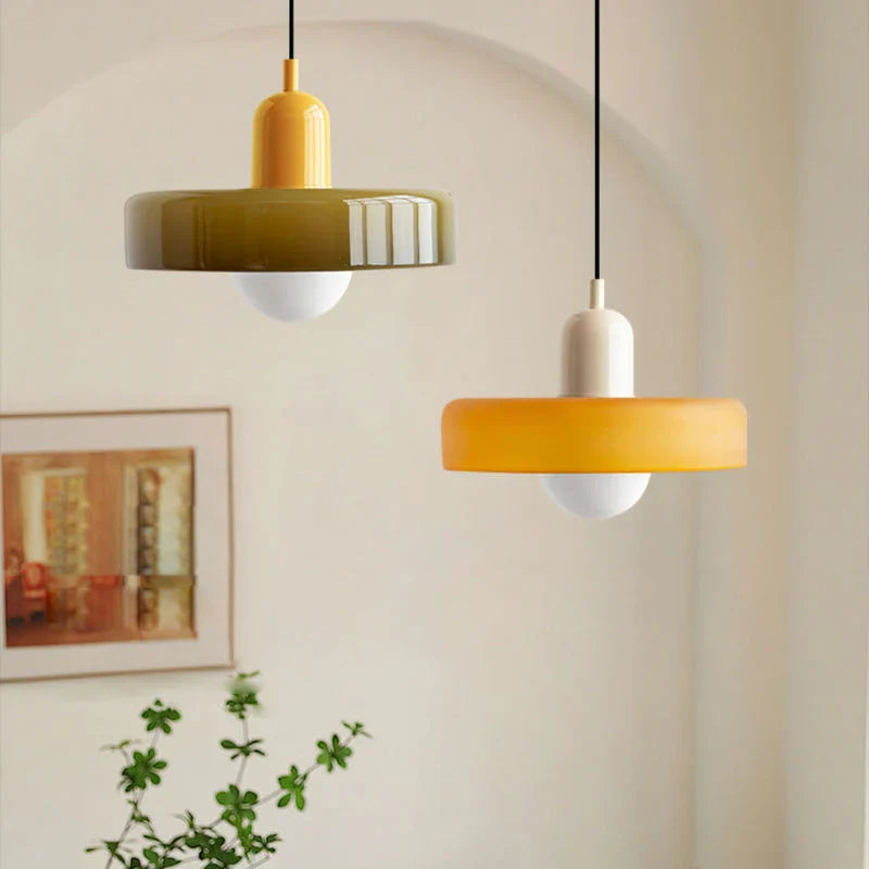 Bauhaus Style Stained Glass Pendant Light with Geometric Design 19